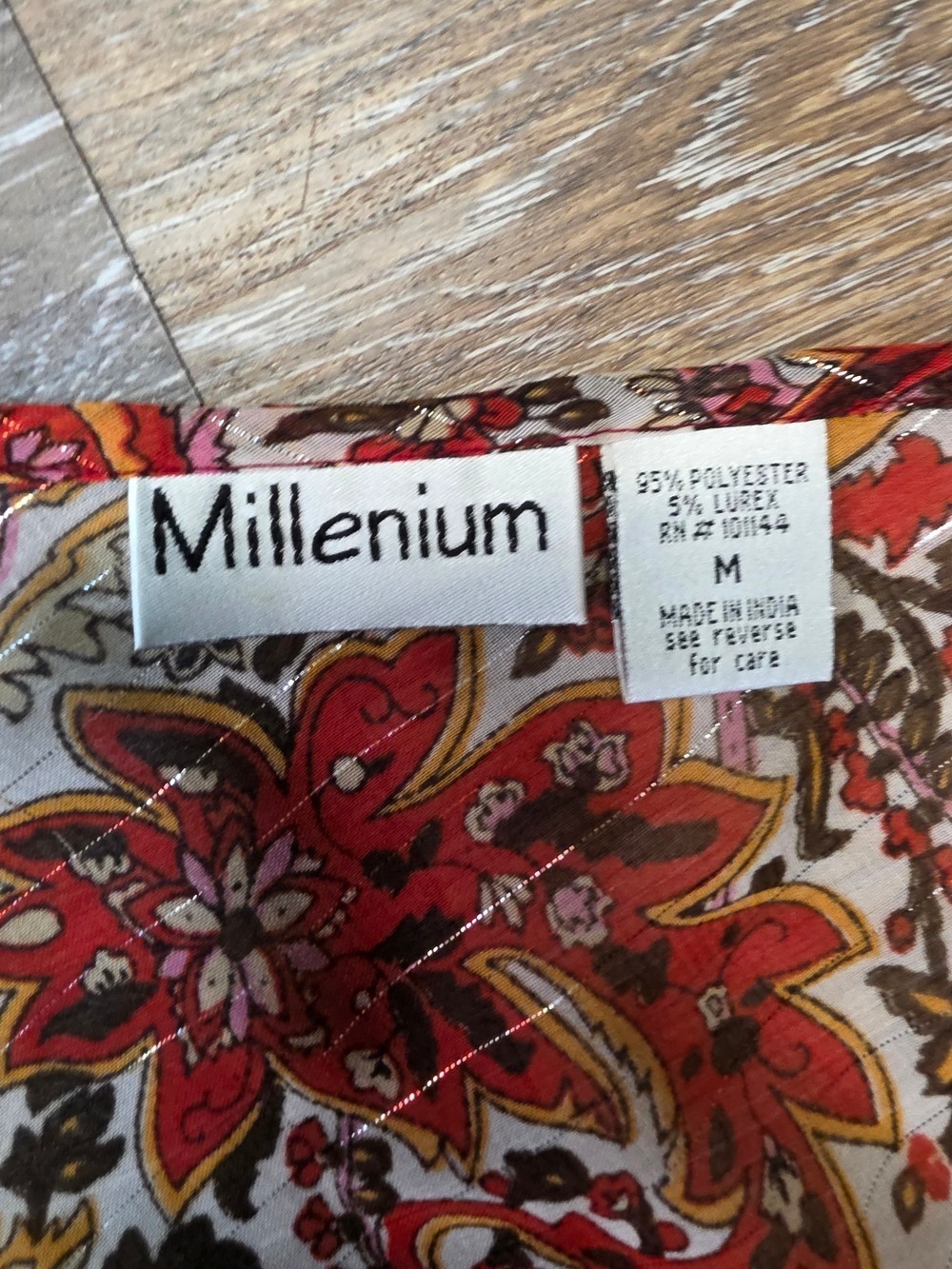 Paisley Tie-Front V-Neck Blouse in Rust Multi - Picture 2 of 6